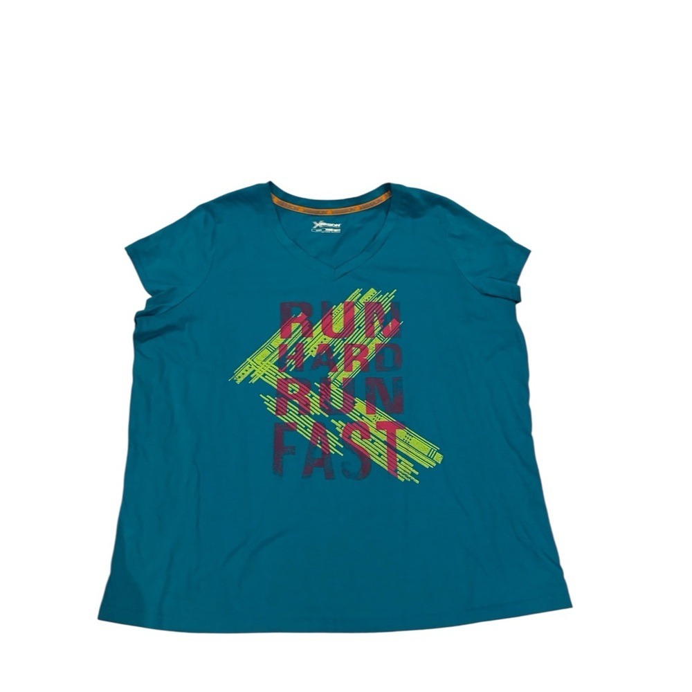 Xersion Teal/Tourq. Graphic Short‎ Sleeve Tee